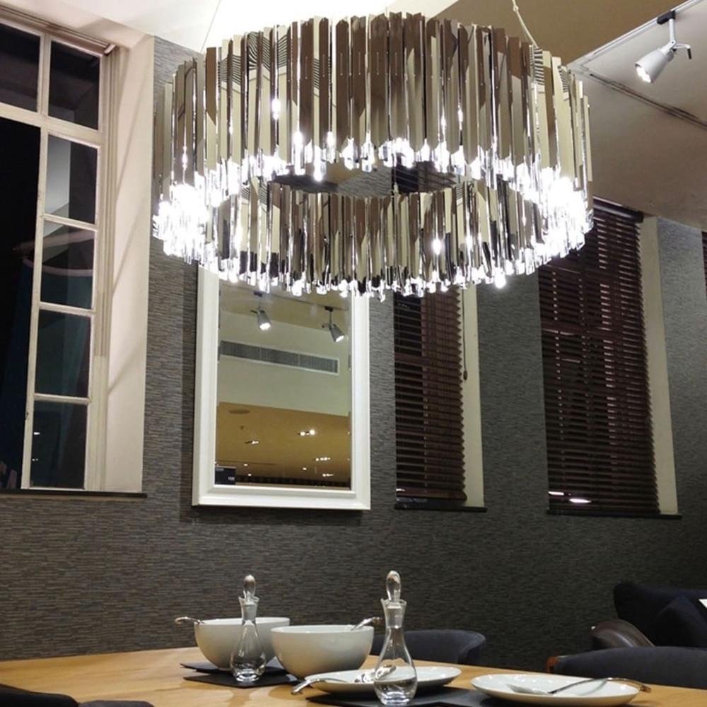 Люстра подвесная с хромированными пластинами 80 см (MJ 35 CH)