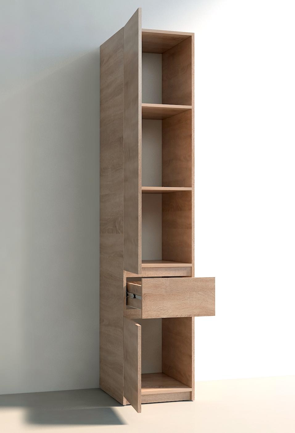 Шафа пенал Мастер Форм Брайт телескопічні напрямні 400х520х2000 мм Дуб сонома - фото 2 Шафа пенал Мастер Форм Брайт телескопічні напрямні 400х520х2000 мм Дуб сонома - фото 2