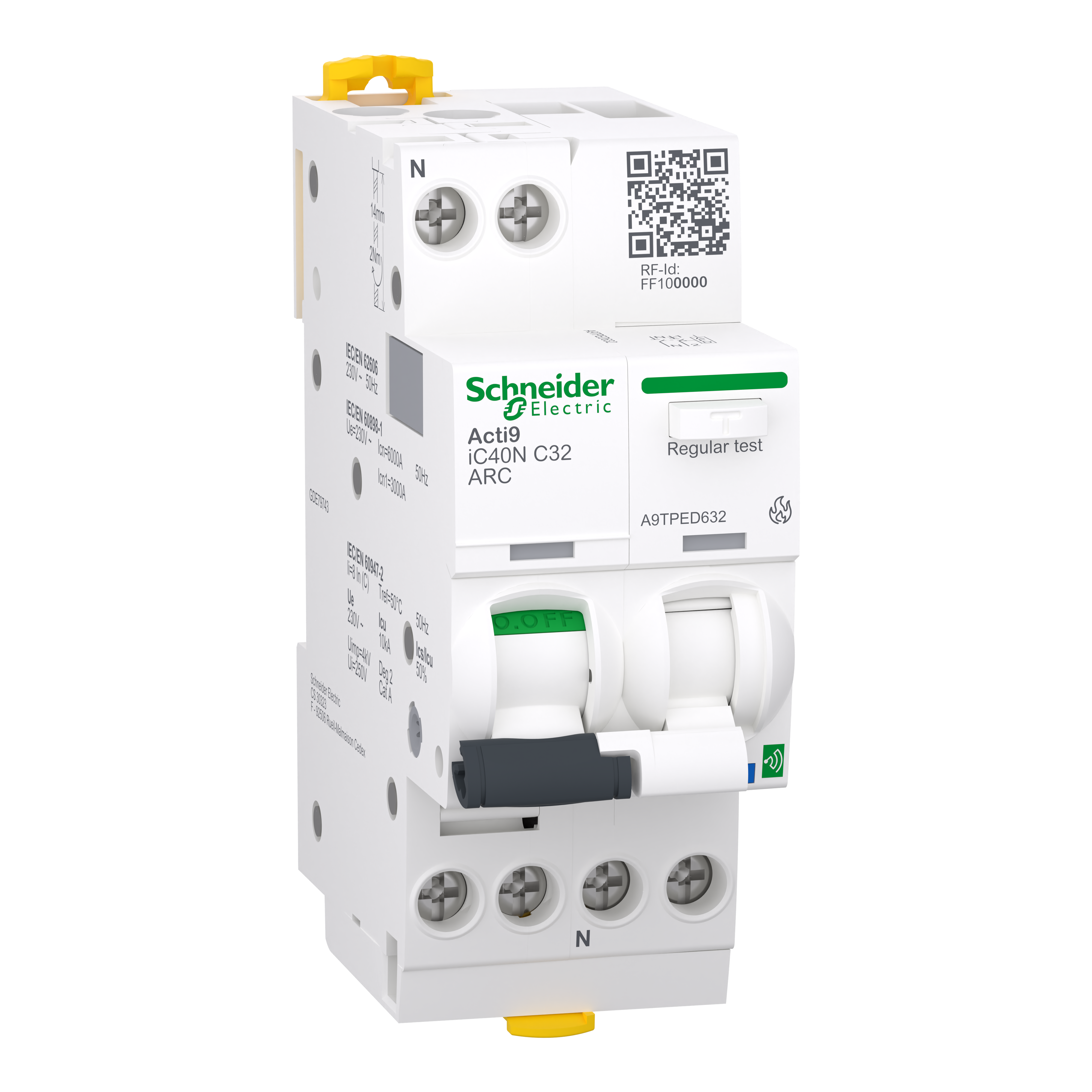 Устройство защиты от дугового пробоя Schneider Electric Active iC40N 1P+N 32A 6кА C (A9TPED632)