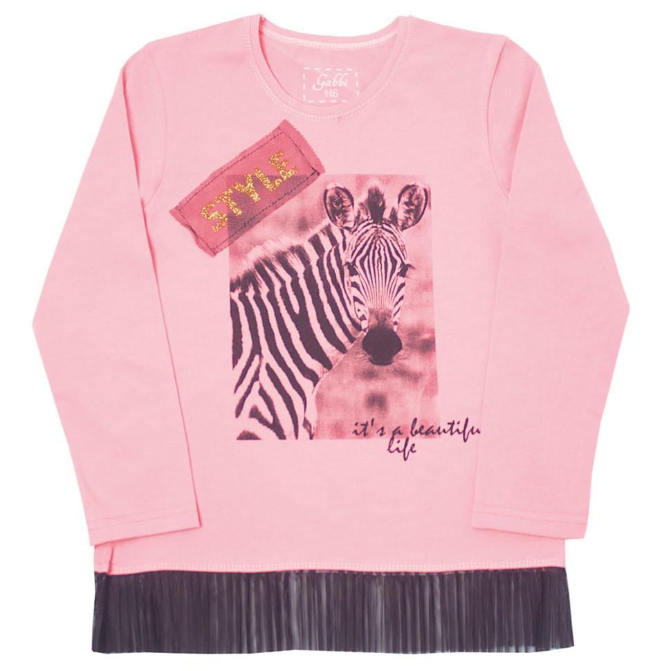 Футболка дитяча бавовняна з довгим рукавом для дівчинки Gabbi FT-19-08 Модняшка 116 см Персиковий (11604)