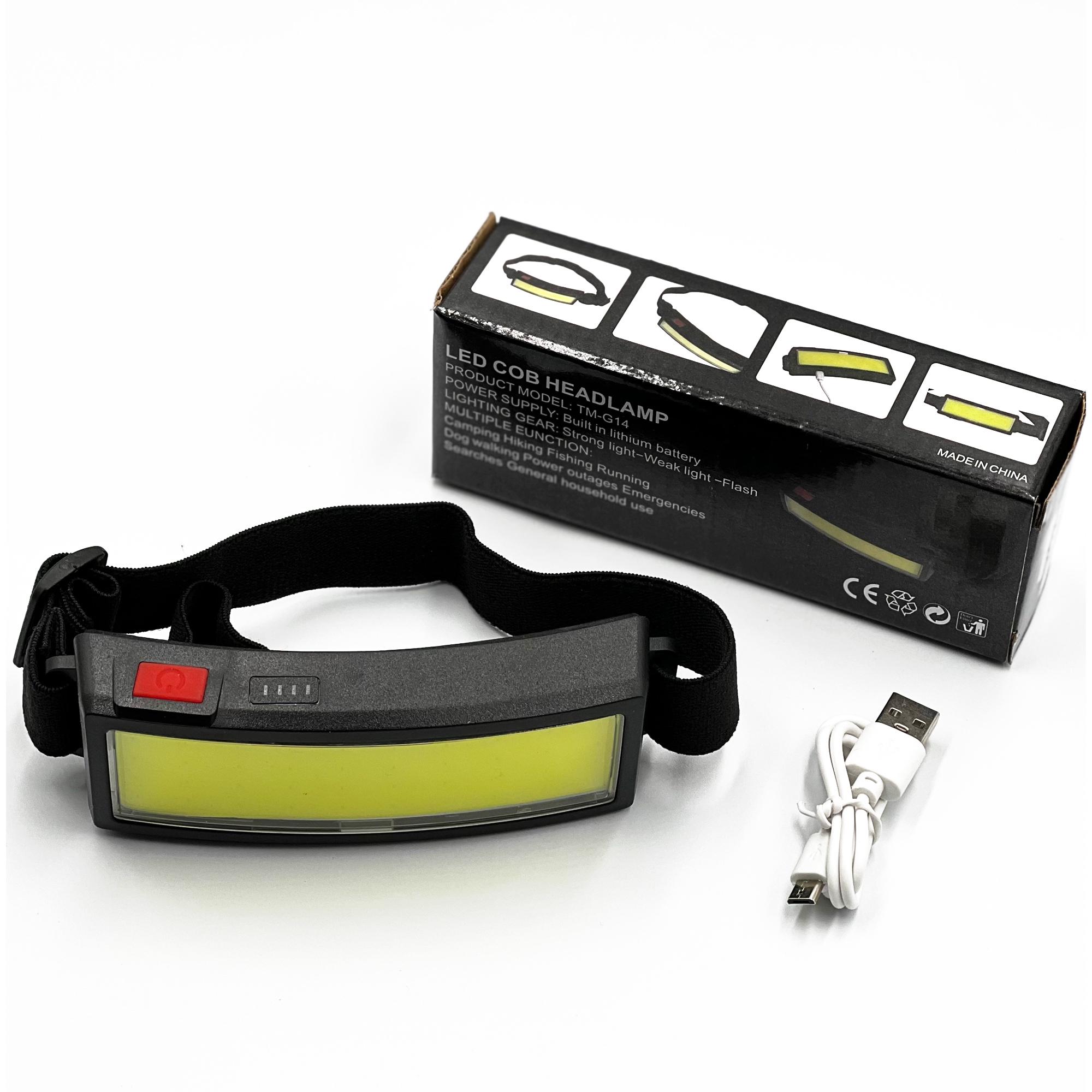 ᐉ Фонарь налобный аккумуляторный Headlamp LED COB с влагозащитой Черный ...