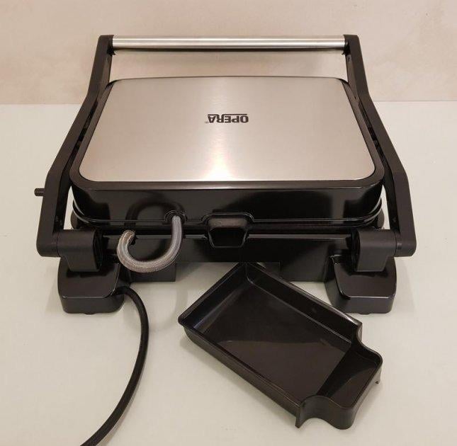 Электрогриль контактный Opera 205OP-3200W с индикатором нагрева Черный/Серебристый (9a12668d)