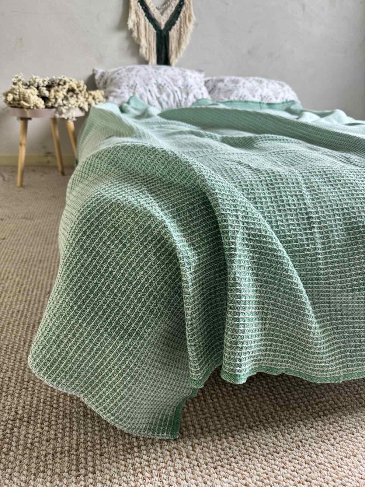 Простирадло вафельне ZEINTEX бавовняне 200х220 см Зелений (26417923) - фото 8 Простирадло вафельне ZEINTEX бавовняне 200х220 см Зелений (26417923) - фото 8