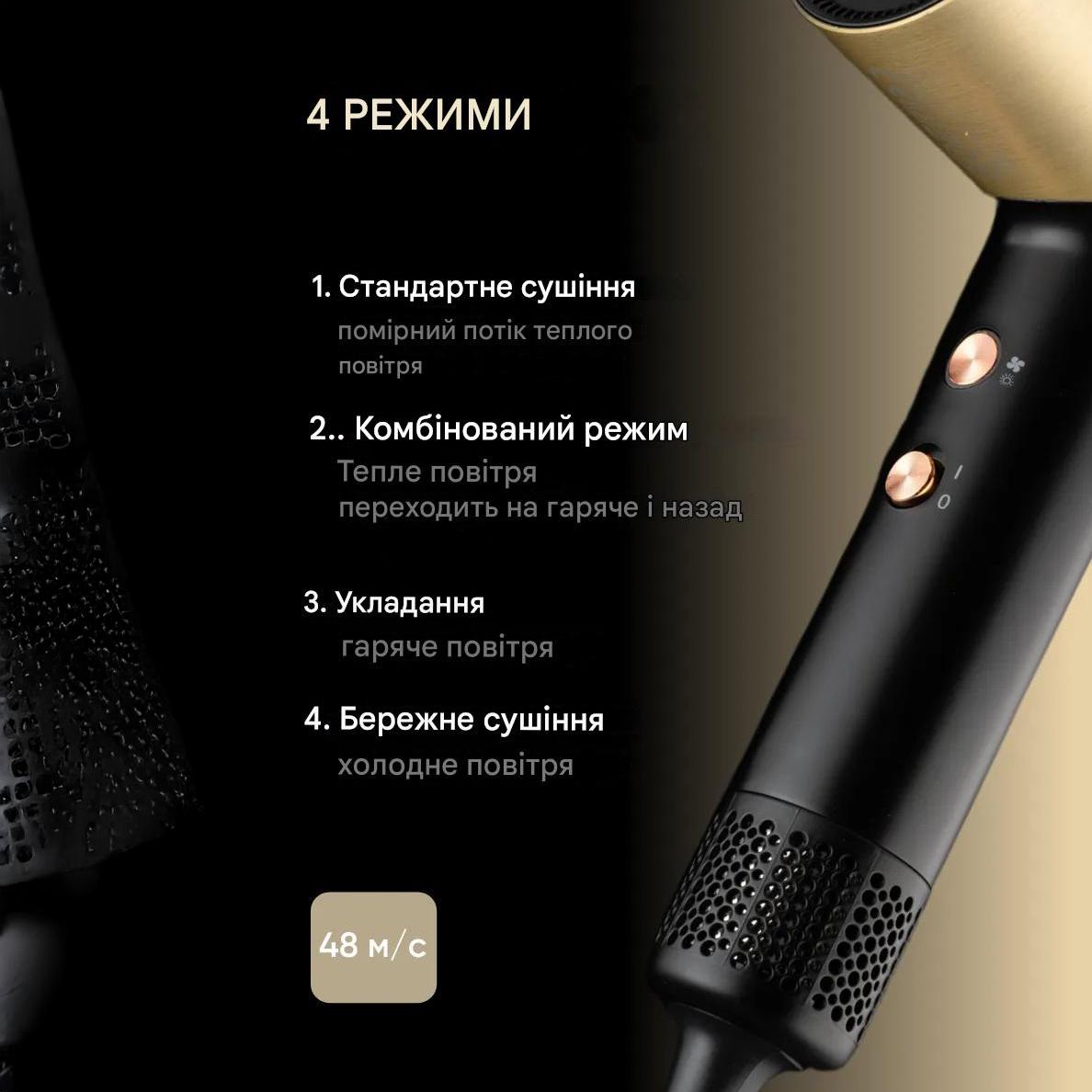 Фен для волосся VGR V-441 металевий корпус 1400 Вт Чорний/Золотистий (29903042) - фото 11