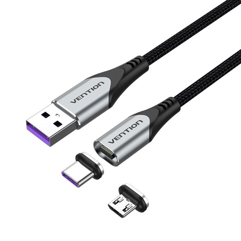 Кабель магнитный Vention Micro USB/USB-C 0,5 м Серый (CQNHD)