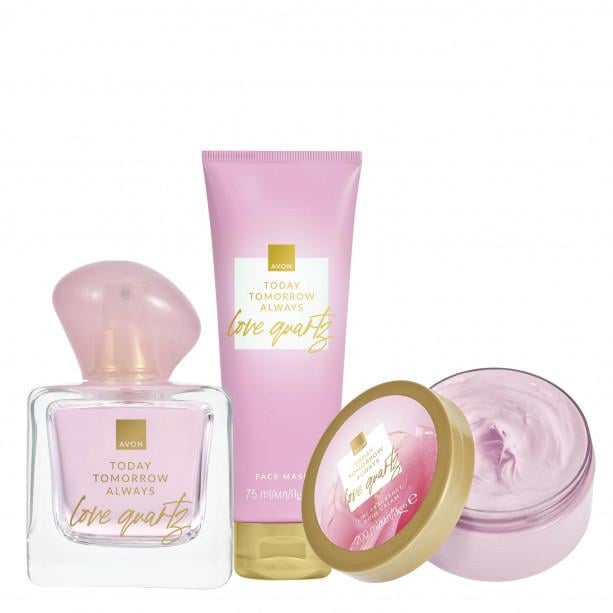 Набір парфумований жіночий Avon ТТА Love Quartz edp 50 мл/b/cr 200 мл /mask 75 мл (158511610)