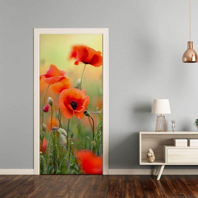 Наклейка интерьерная на двери Sticker Wall SW-00000947 Маки 104х210 см