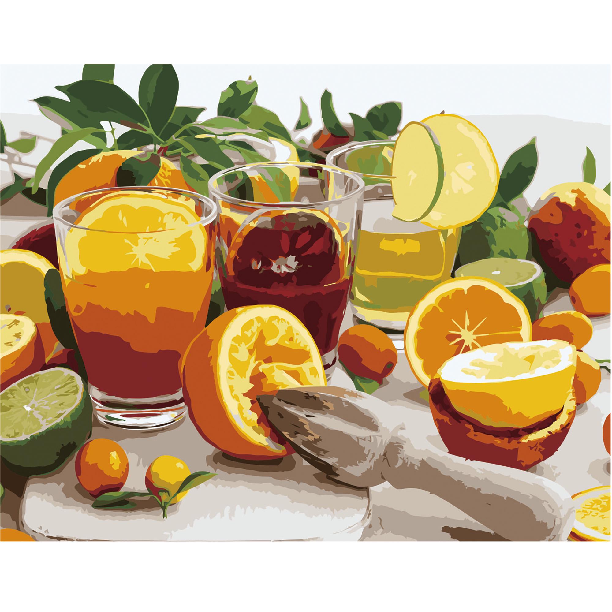 Картина по номерам Strateg Премиум Цитрусовый натюрморт с лаком 40х50 см (VA-2680)