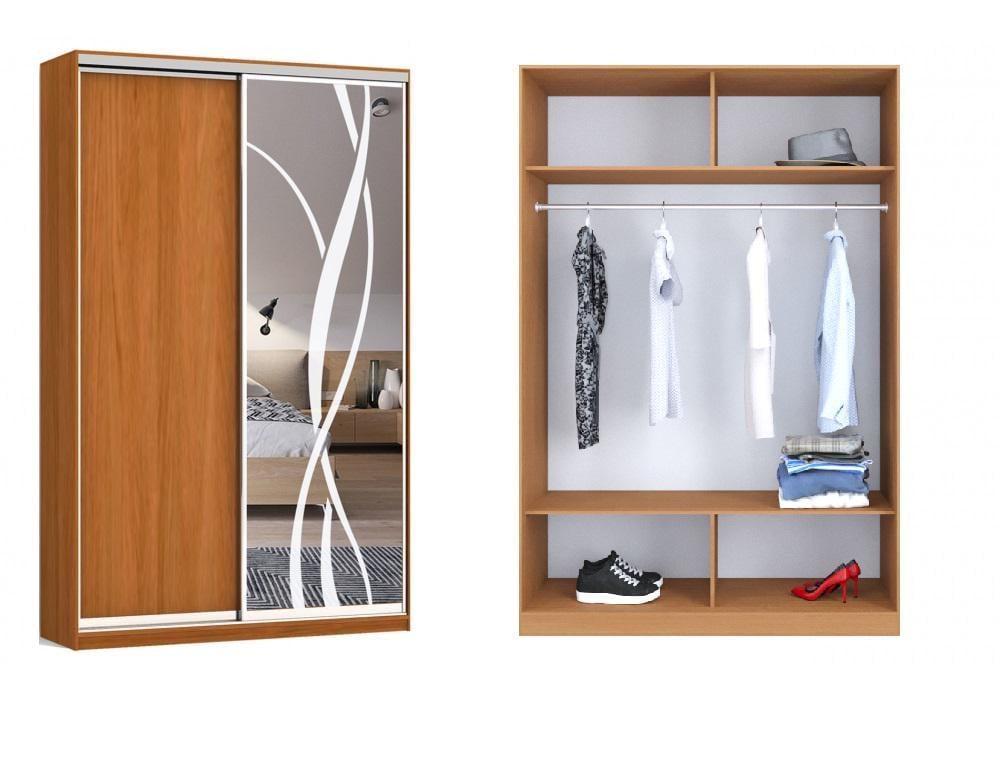 Шкаф-купе Luхe 2 двери ДСП/Пескоструй рисунок 9 CLS-II 1300х2400х600 мм Ольха (30104) - фото 2