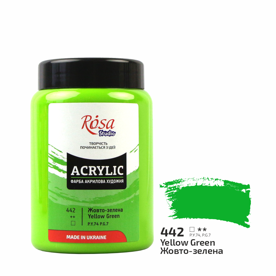 Акриловая краска ROSA Studio 322419442 6 шт. 400 мл Желто-зеленый/442 (4823098528265) - фото 1 Акриловая краска ROSA Studio 322419442 6 шт. 400 мл Желто-зеленый/442 (4823098528265) - фото 1