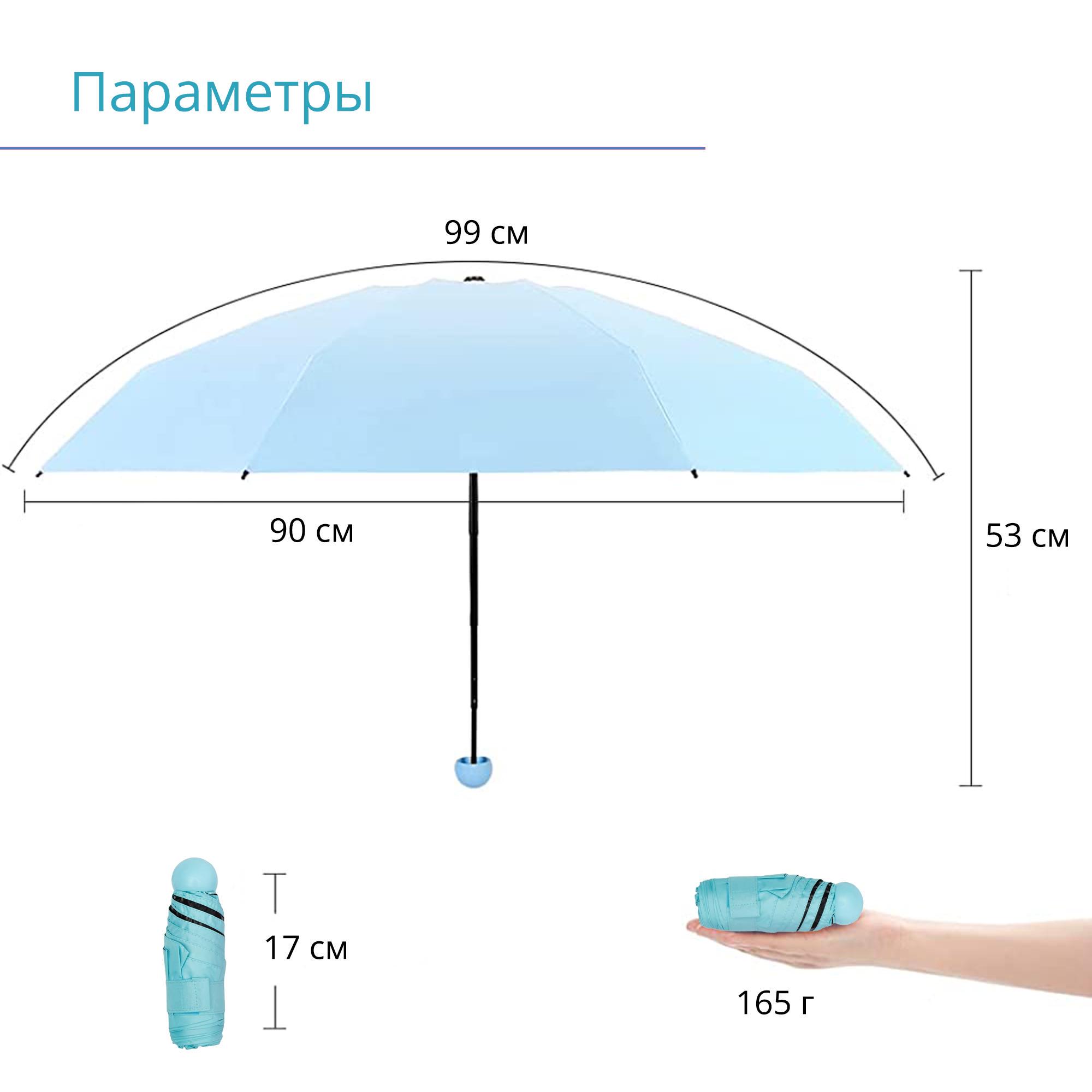 Парасолька кишенькова Capsule Umbrella від дощу та сонця з футляром Рожевий (64-01) - фото 4