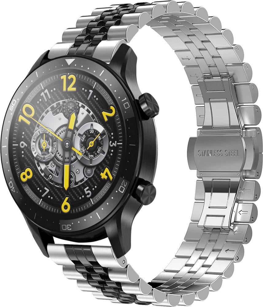 Браслет металлический Stech Line для Realme Watch S Pro Silver Black (29159-69)
