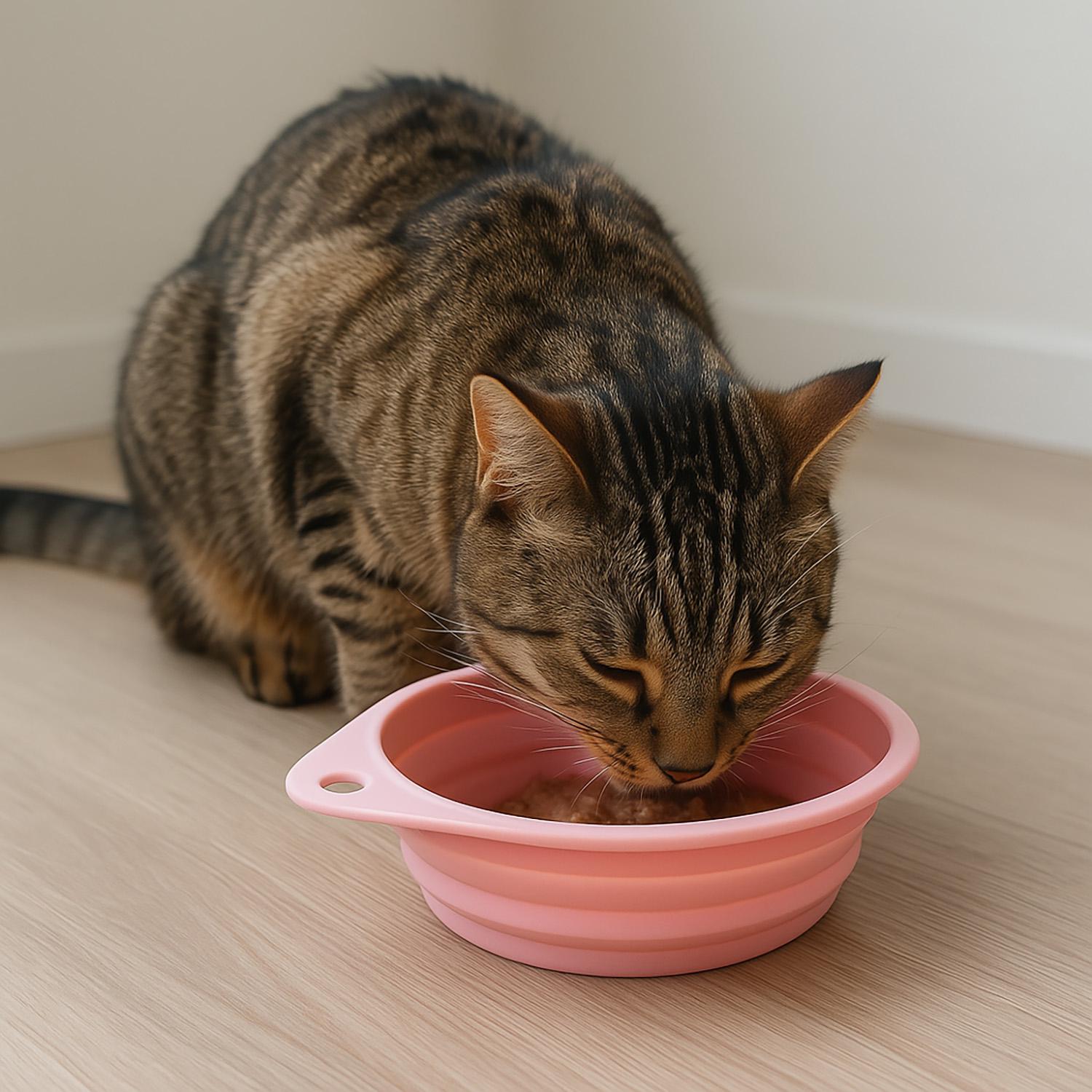 Миска для котів та собак складна силіконова Рожевий (87155) - фото 3