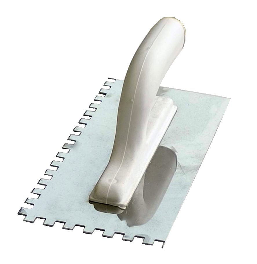 Терка строительная из нержавеющей стали 270х125 мм зуб 8х8 мм с пластиковой ручкой (М 5443)