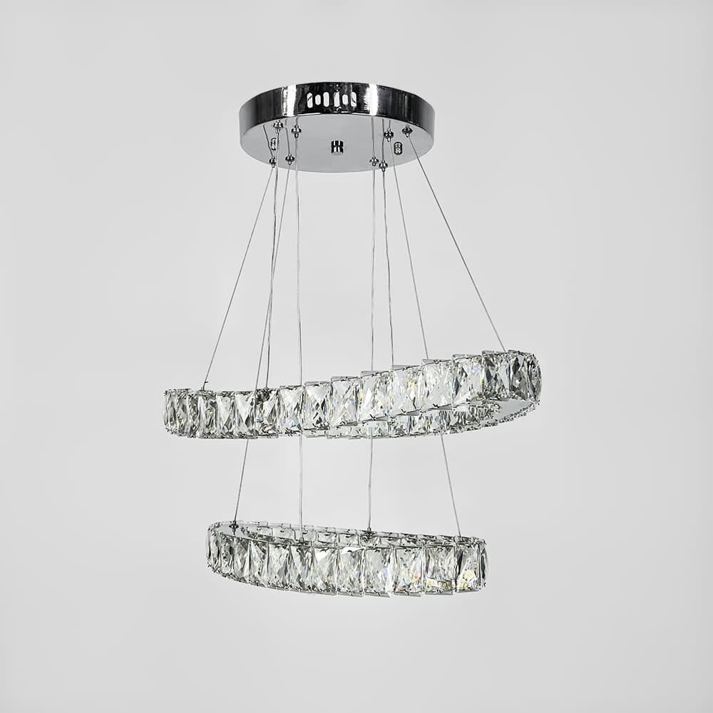 Люстра элегантная хрустальная на 2 овальных яруса 50/40 см 26W Хром (TC 046/2 600/500)