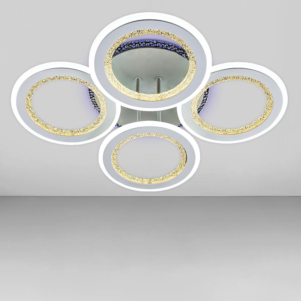 Люстра стельова світлодіодна з RGB підсвічуванням Light House SC-18510/2+2C WH/RGB 160W+8W 2.4G 650х120 мм Білий