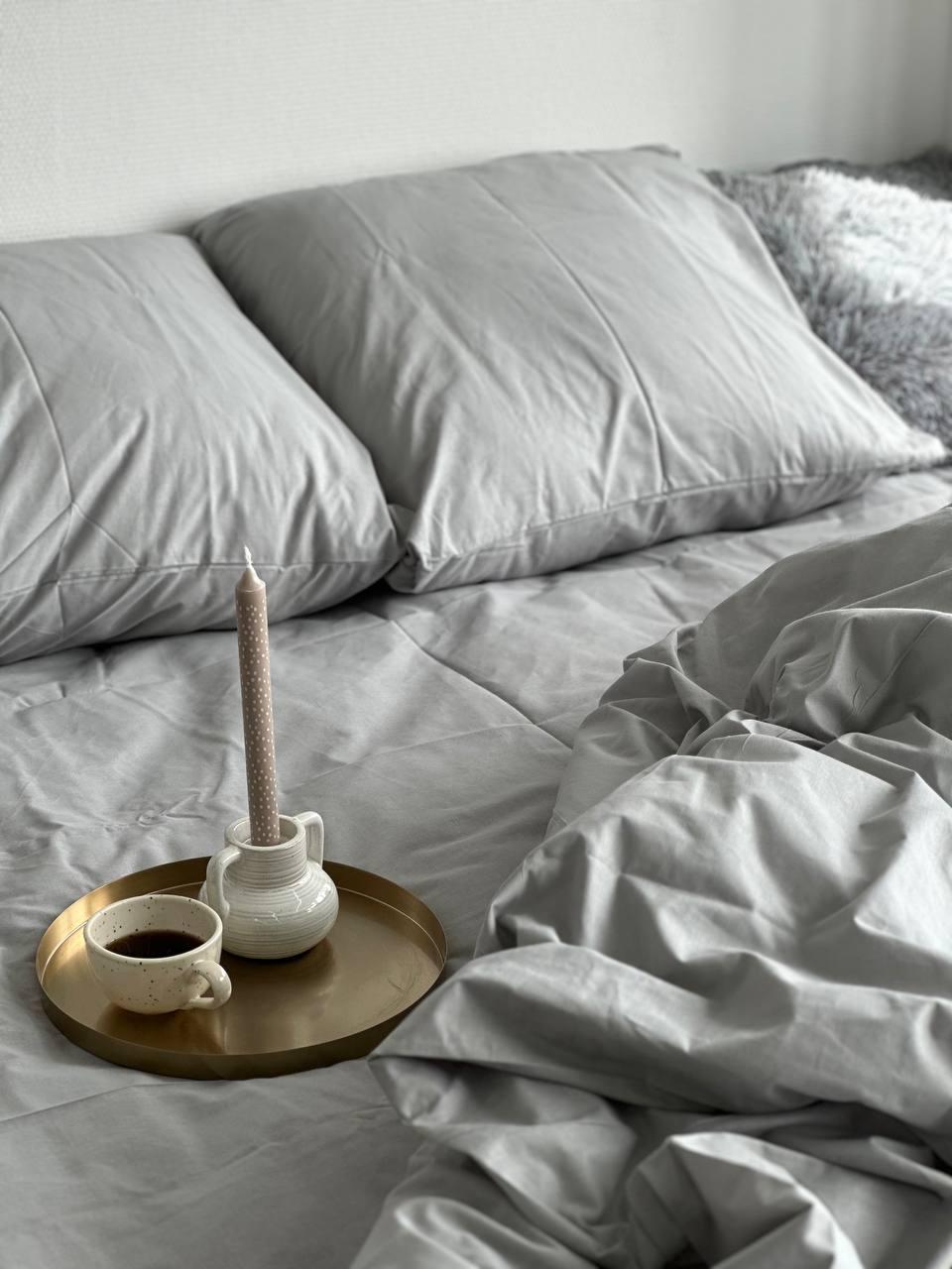 Комплект постельного белья Однотонный семейный бязь 200х220 см Серый - фото 5