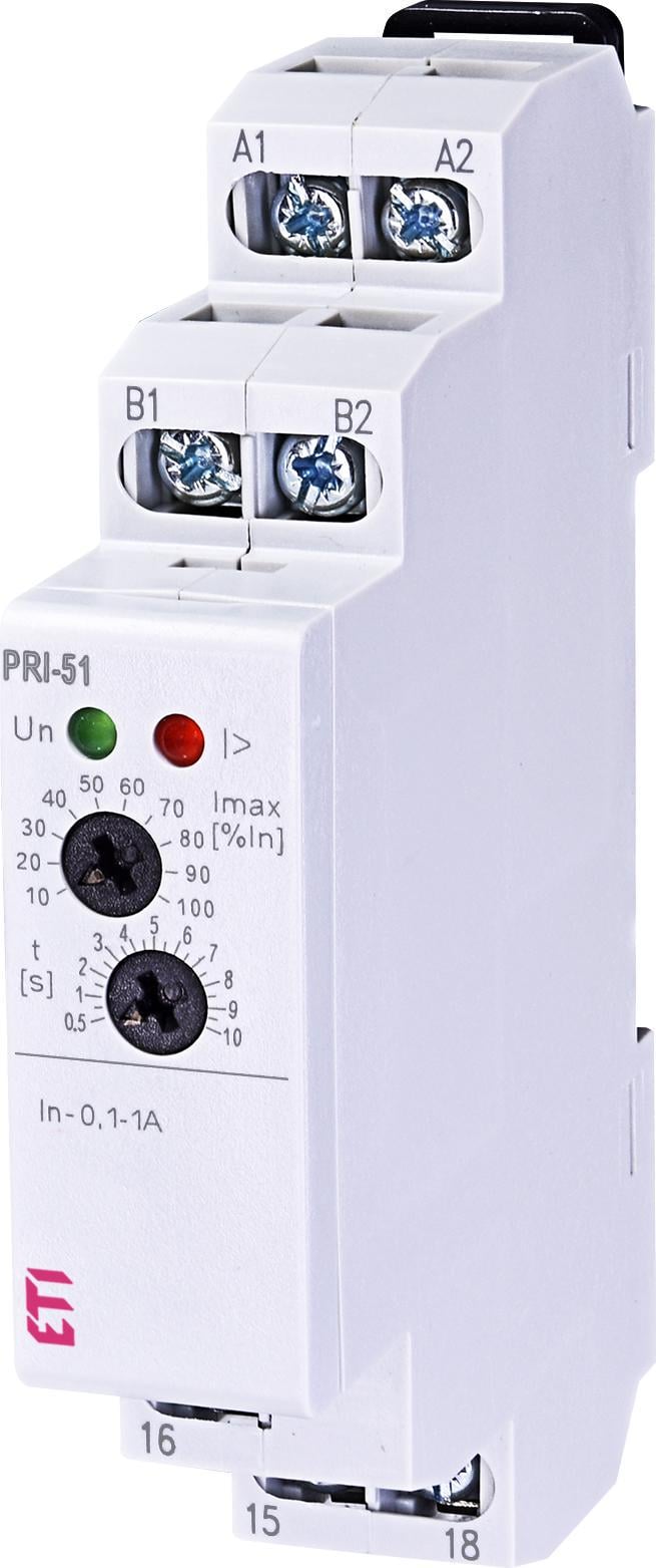 Реле контролю споживаного струму ETI PRI-51/1 8А AC/DC 240 В 0,1-1А (2471816)