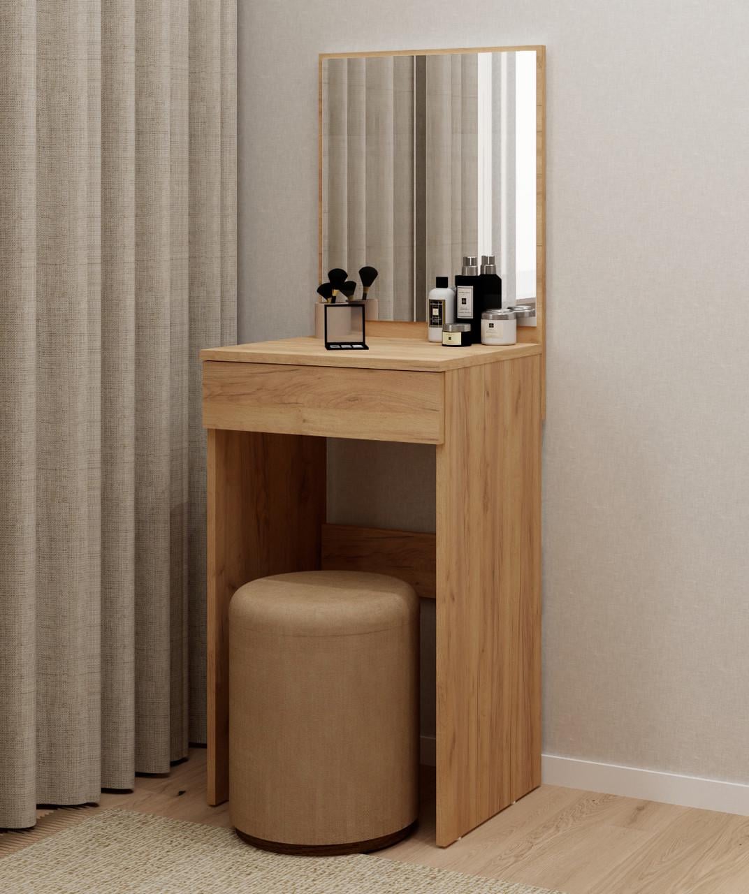 Туалетный столик ТС-4 с зеркалом и выдвижным ящиком ДСП Крафт Золотой (28918312)