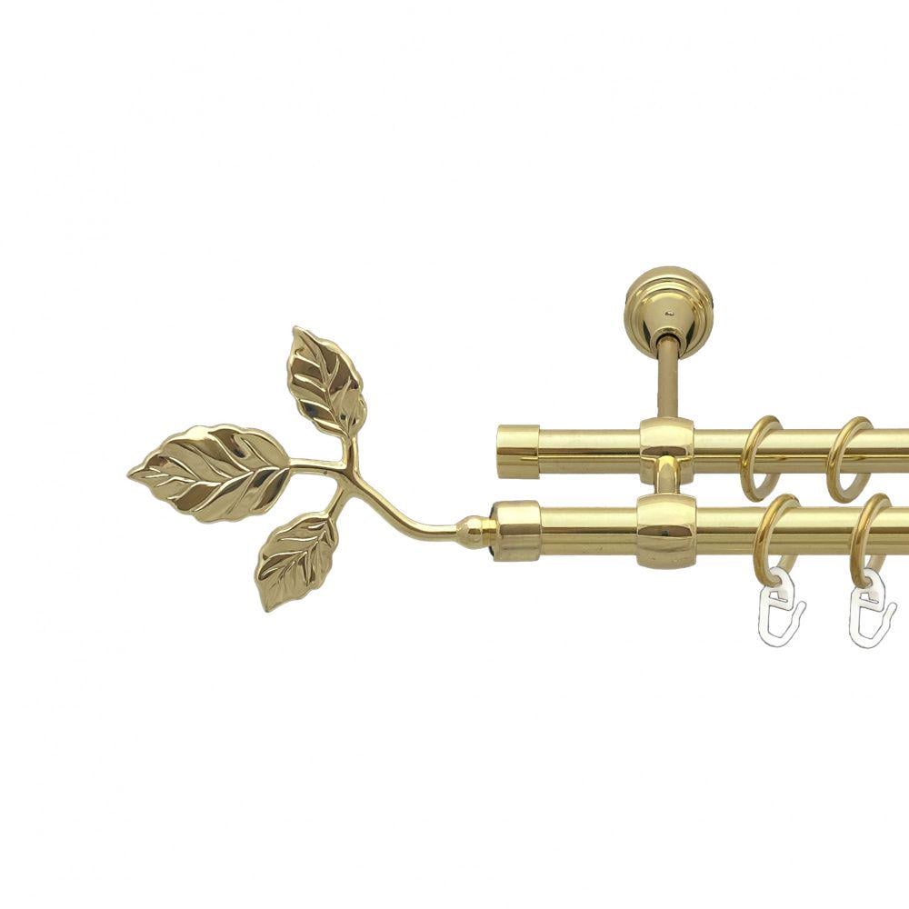 Карниз металлический Orvit Тоскана двухрядный литой/гладкая труба/кольцо металлическое Золото 16/16 мм 240 см (00-00014449)