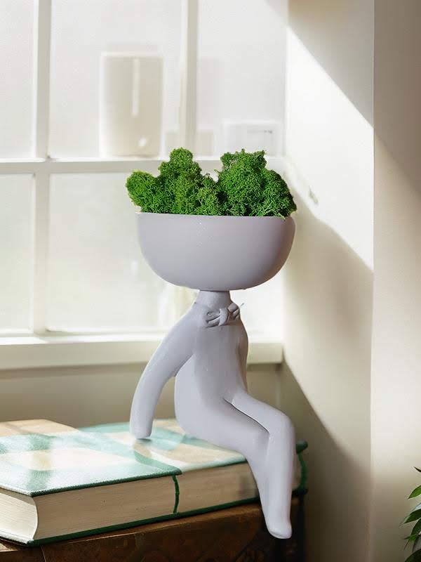 Кашпо-вазон KeramaTato Франт порошковое покрытие с мхом 27х15 см 0,7 л Белый (ФБ27-15) - фото 2 Кашпо-вазон KeramaTato Франт порошковое покрытие с мхом 27х15 см 0,7 л Белый (ФБ27-15) - фото 2