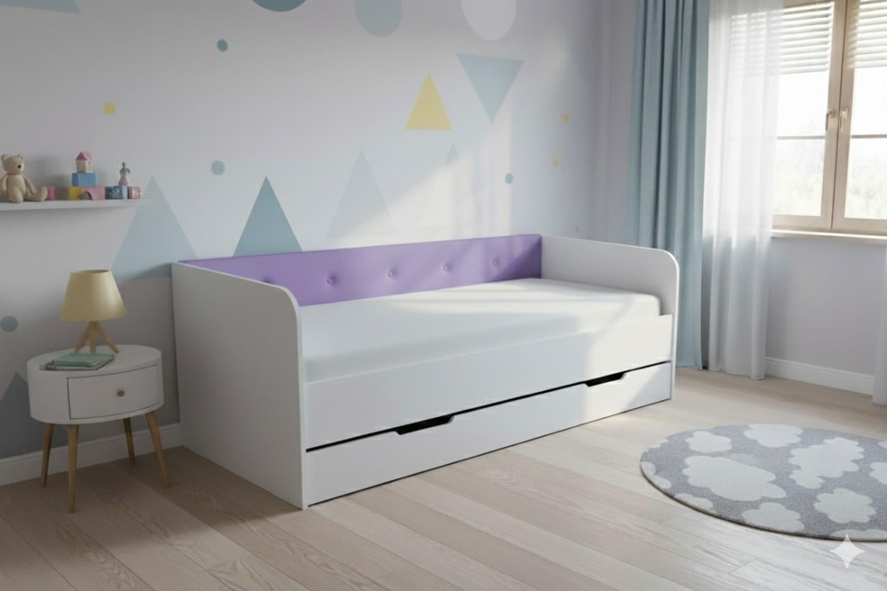 Ліжко з шухлядою VALENCIA 01 1940x850x650 мм Білий/Фіолетовий