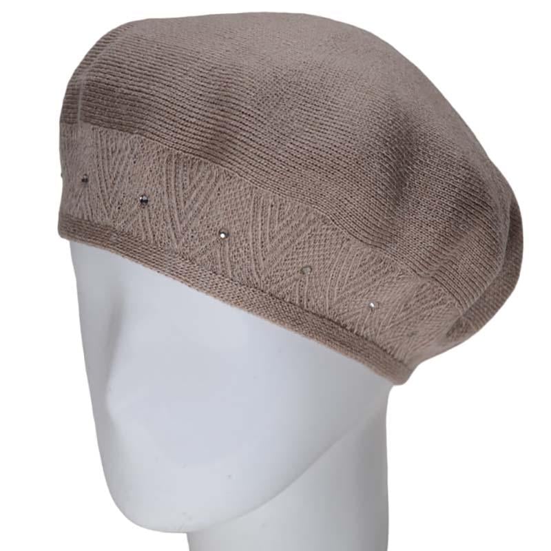Берет женский Lirus Ника двойной шерстяной тонкой вязки Светло-бежевый (111630)