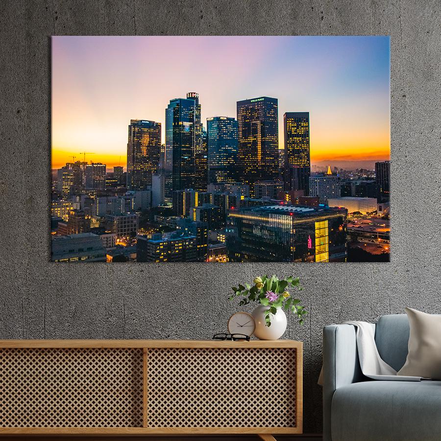 Картина город Небоскрёбы в центре Лос-Анджелеса 120x80 см (A813-1)