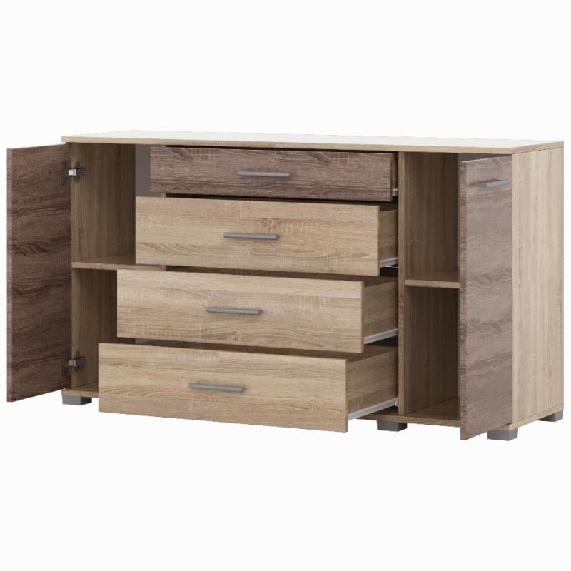 Комод для гостиной Эверест телескопы Бриз К-6 130х38х72,5 см Сонома/Трюфель (DTM-2477)