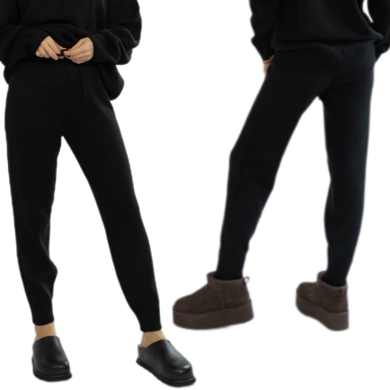 Брюки вязаные женские на зиму-весну WALERI one size Черный - фото 2 Брюки вязаные женские на зиму-весну WALERI one size Черный - фото 2