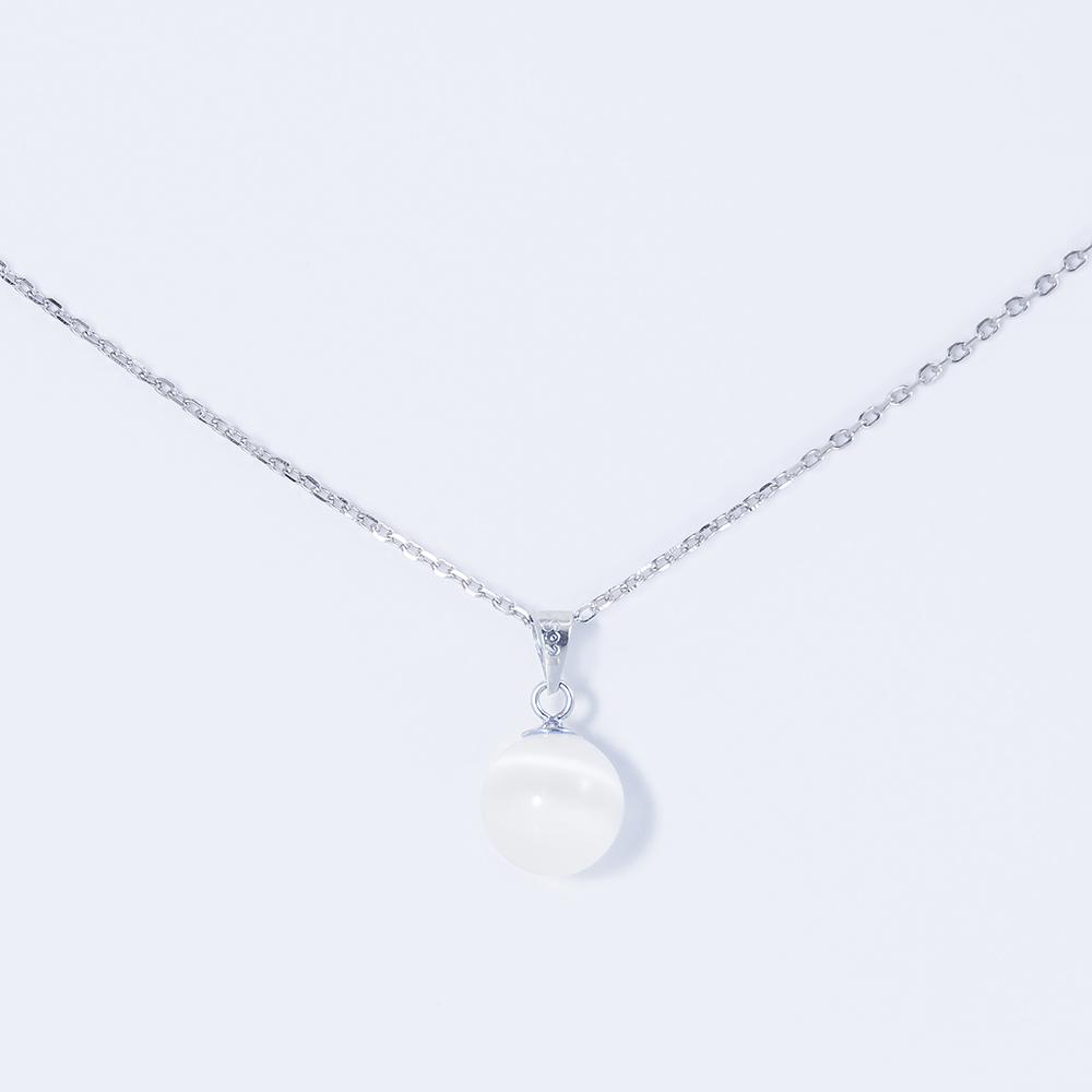 Срібне кольє з намистиною із місячного каменю (kl2mcb-74)