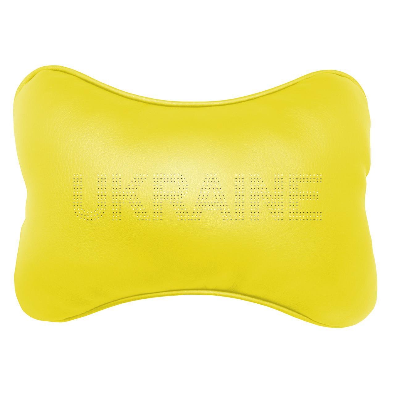 Подушка автомобильная Avtolife Ukraine для шеи из экокожи Желто-голубой (2647888235)