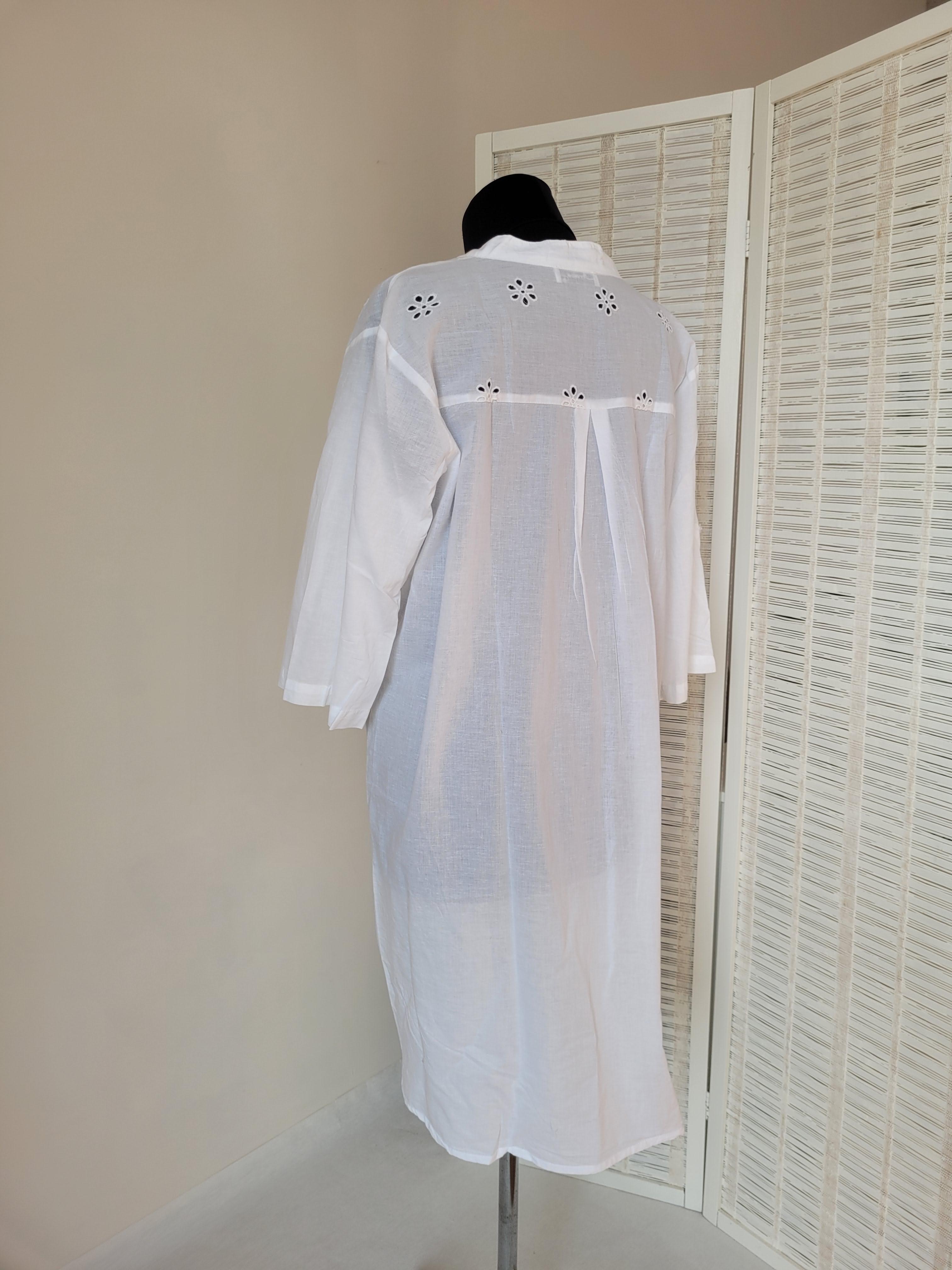 Туніка-сорочка жіноча з прошвою на гудзиках M Білий - фото 3 Туніка-сорочка жіноча з прошвою на гудзиках M Білий - фото 3