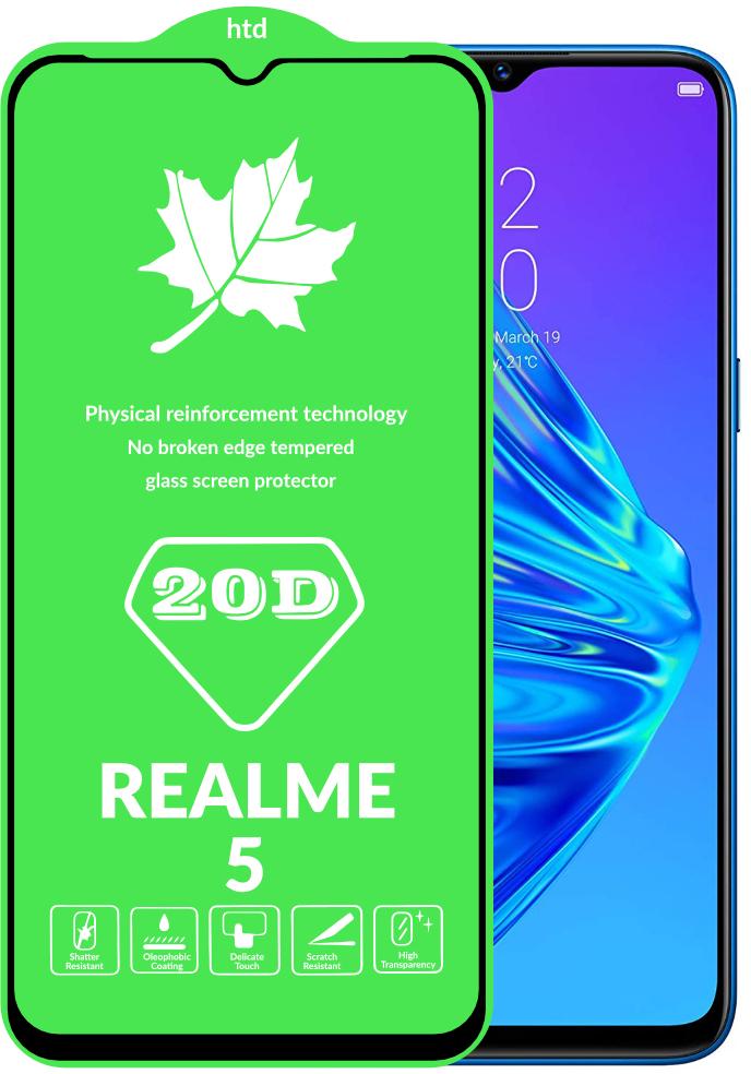Защитное стекло 20D Glass Realme 5 большой радиус (15782)