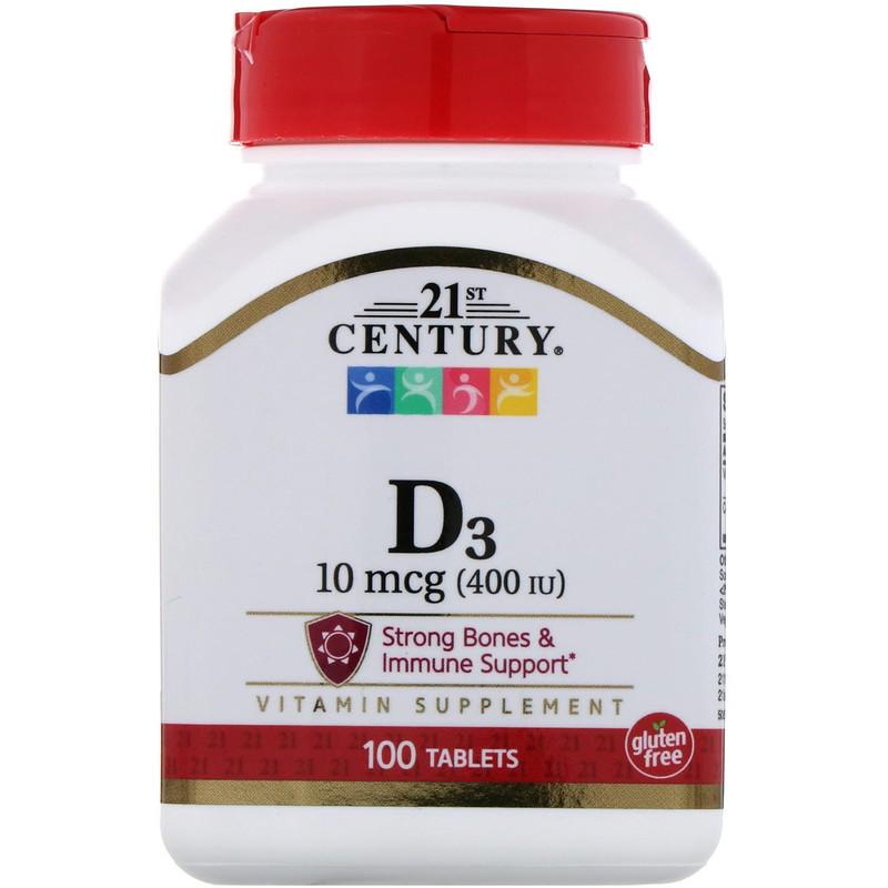 Витамины 21st Century Vitamin D3 10 мкг 400 IU 100 таблеток
