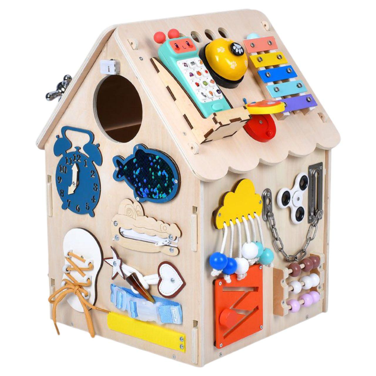 Бізікуб дерев'яний MD 1527 будиночок з рухливими деталями/шестернями/замками/телефоном і музикою (26086528)