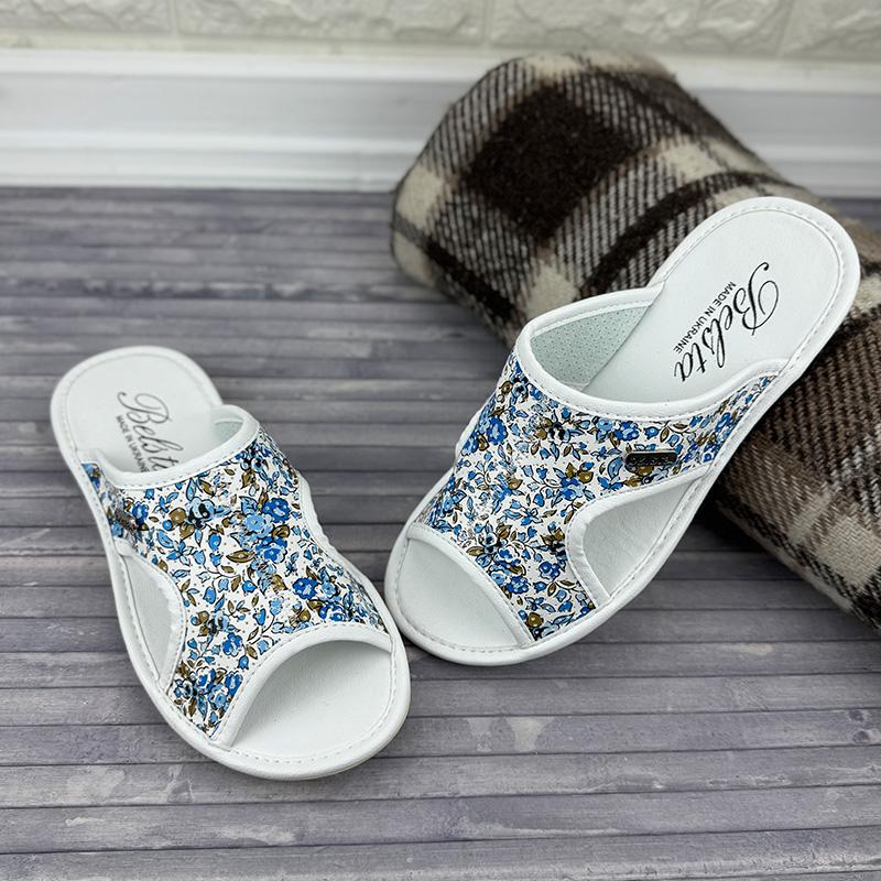 Тапочки кімнатні жіночі еко-шкіра Е-00871 p. 37 23,5-24 см Білий (107665556)