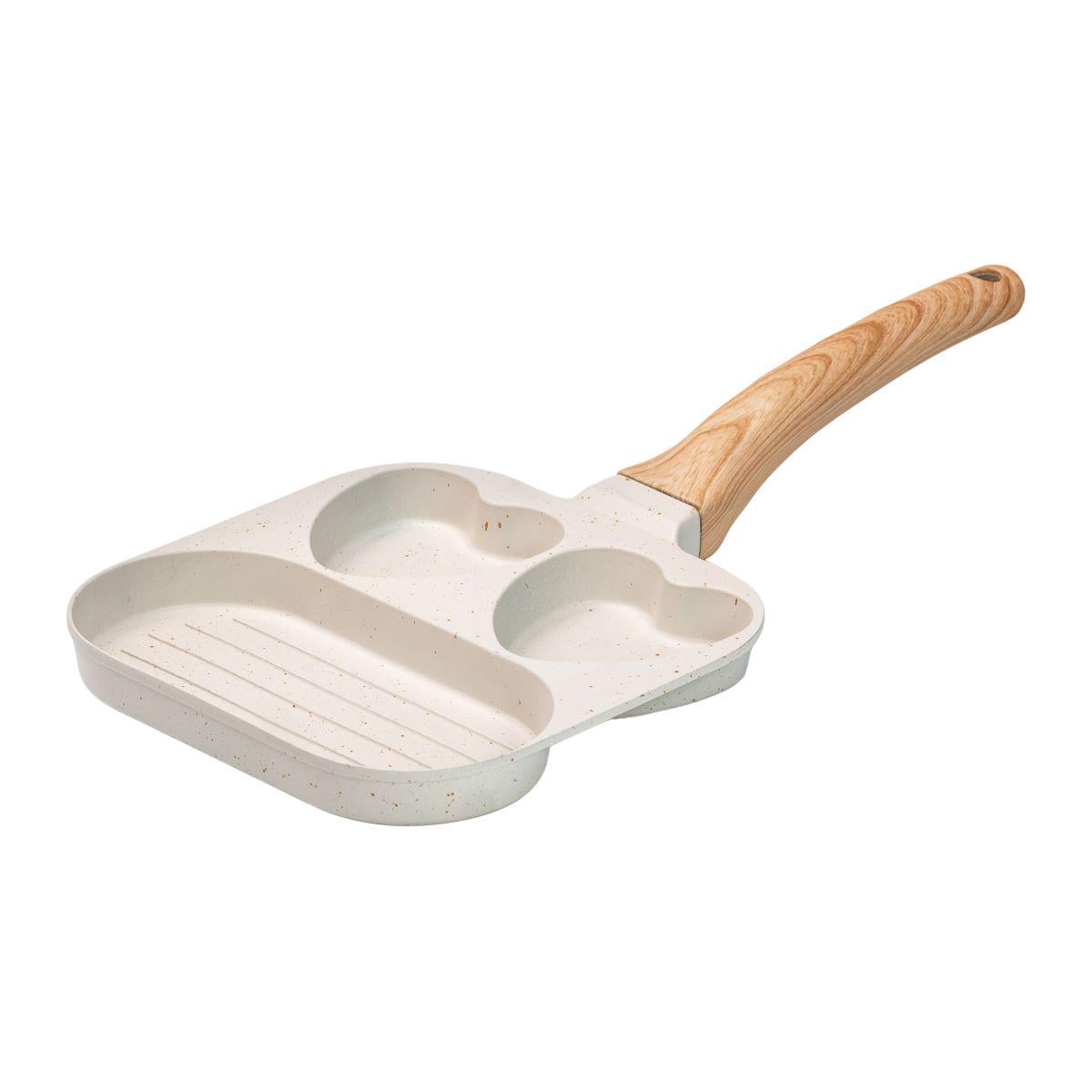 Сковорода квадратная порционная на 3 секции с антипригарным покрытием Бежевый (HP39569W)