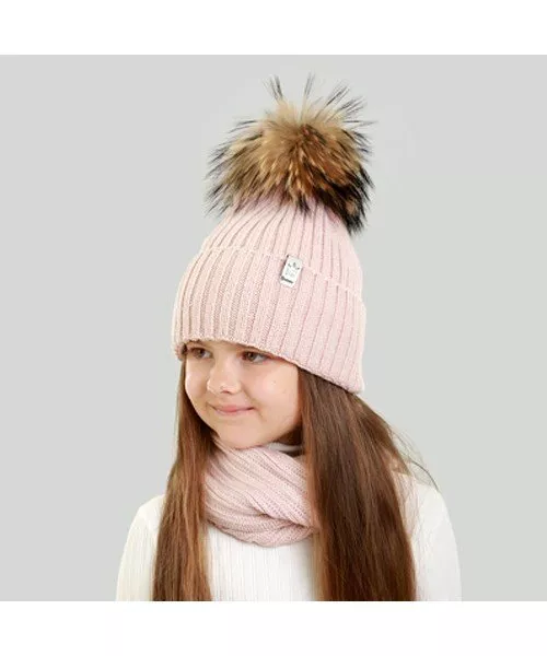 Комплект шапка та шарф дитячий Elf Аврора р. 54 Рожевий (OK001224)