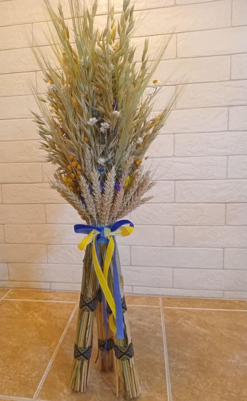 Дидух рождественский из колосья пшеницы/льна и овса на трех ножках 60-65 см с украинской лентой (2814659252) - фото 6 Дидух рождественский из колосья пшеницы/льна и овса на трех ножках 60-65 см с украинской лентой (2814659252) - фото 6