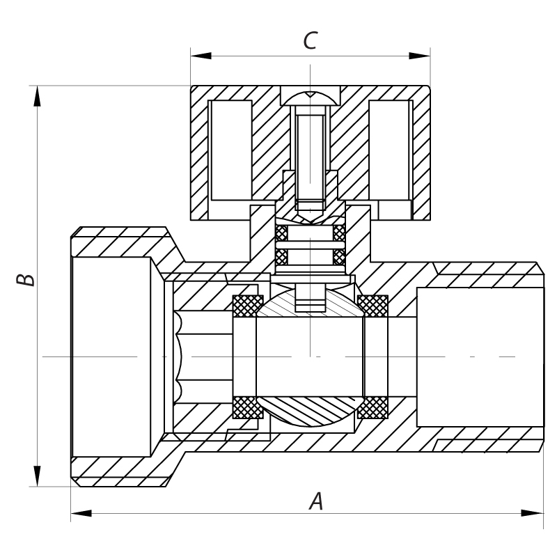 ᐉ Кран трехходовой 1/2Mx3/4Mx1/2F KOER KR.515 (KR0103) • Купить в Киеве ...