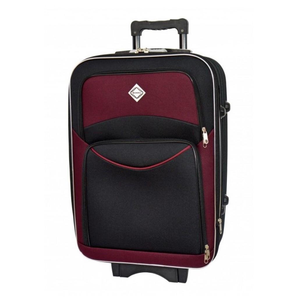 Валіза текстильна Bonro Style середня Чорно-вишнева (1001230812)