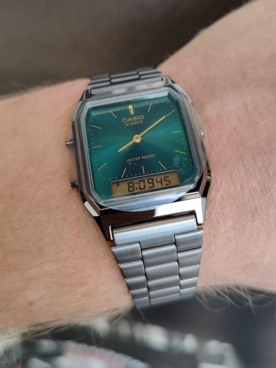 Наручные часы мужские Casio VINTAGE EDGY AQ-230EGG-3A Зеленый (2935779566)