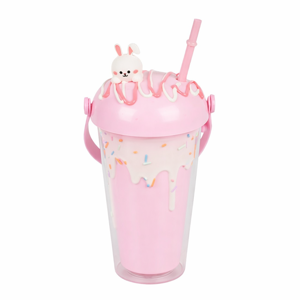 Детский стакан с крышкой и трубочкой Stenson Sweets 450 мл Розовый с белым (R38077) Детский стакан с крышкой и трубочкой Stenson Sweets 450 мл Розовый с белым (R38077)