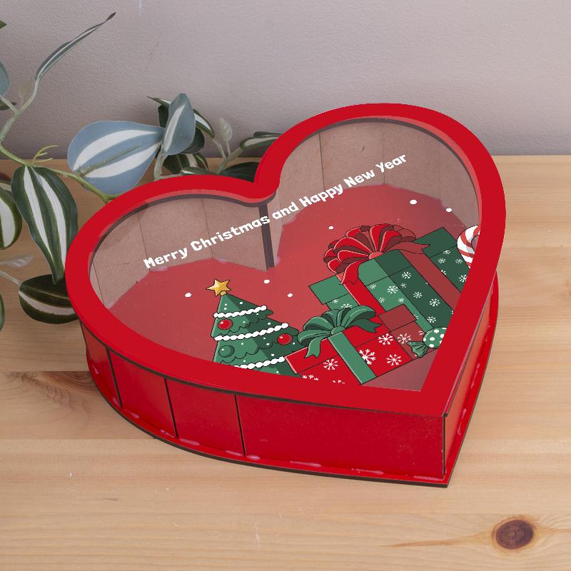 Коробка сердце деревянная Merry Christmas and Happy New Year 31 см (5306-9)