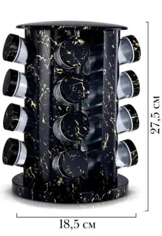 Органайзер для специй Marble 16 шт. Черный (23187905) - фото 4
