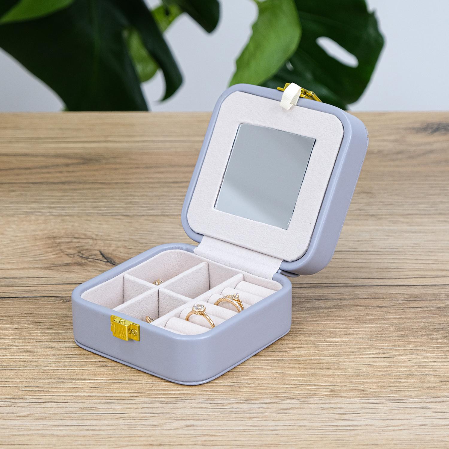 Шкатулка для украшений Гранд Презент с зеркалом 10х10х5 см Серый (JZ-004-3)