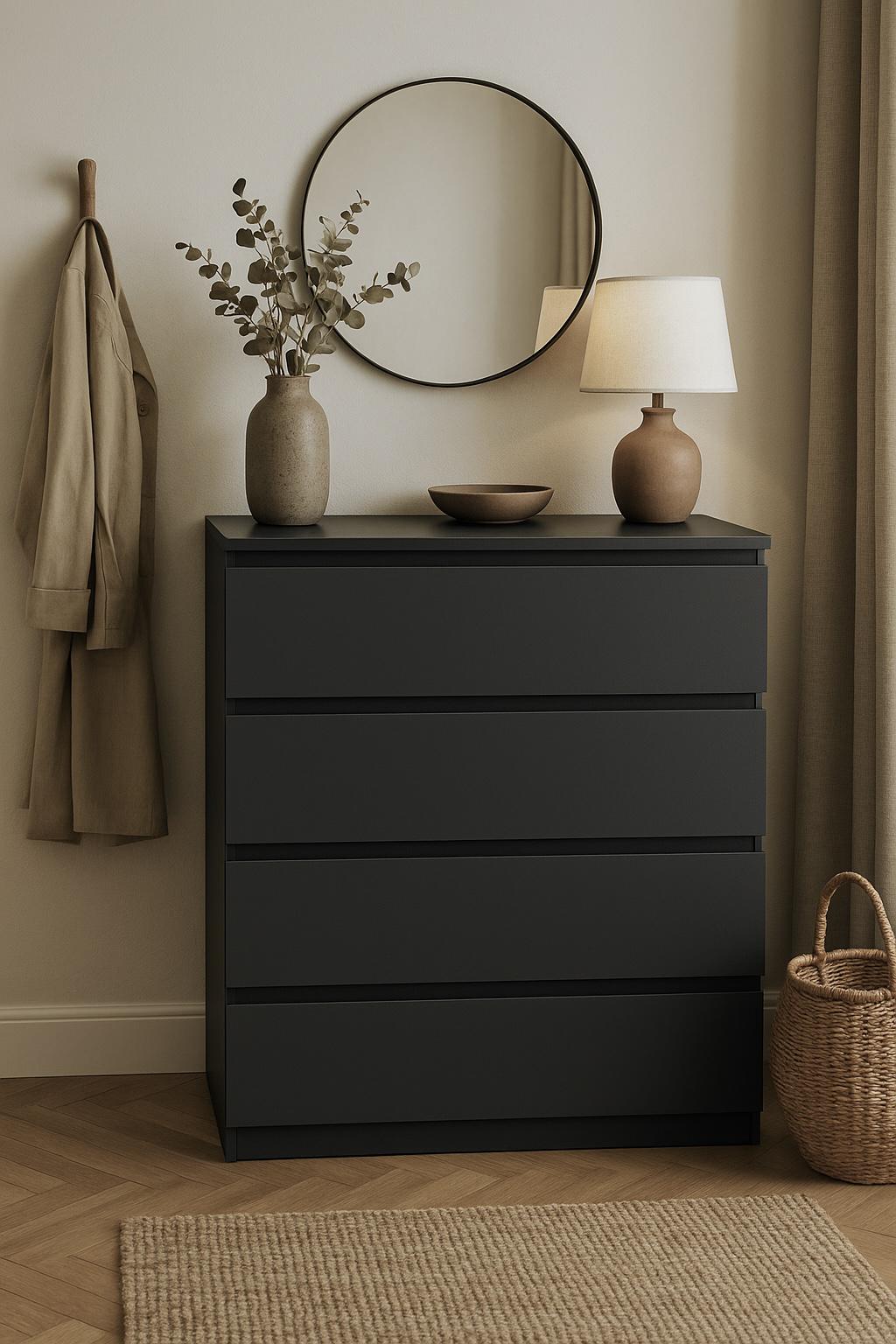 Комод MEBEX на 4 шухляди 80х40х100 см Сірий темний (VM4B800DG) - фото 1