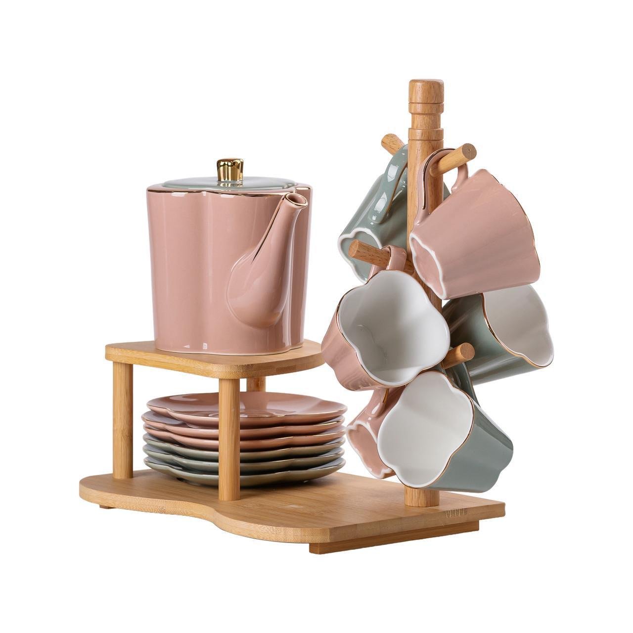 Чайний сервіз з бамбуковою підставкою на 6 персон (HP-15-25) - фото 4 Чайний сервіз з бамбуковою підставкою на 6 персон (HP-15-25) - фото 4