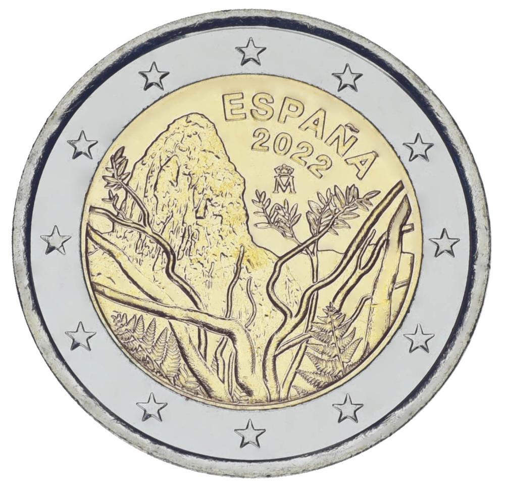 Коллекционная монета Испания 2 евро 2022 Биметалл UNC Национальный парк Гарахонай (М17098)